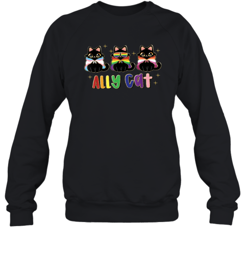 Ally Cat Rainbow Lgbt Pride Flag Gay Pride Month 2025 Sweatshirt
