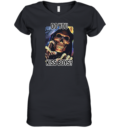 Do You Kiss Boys Rainbow Reaper Women039S V Neck T Shirt