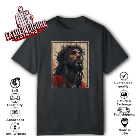 Black Jesus Face Of Jesus Cross With Crown Of Thorns T Shirt