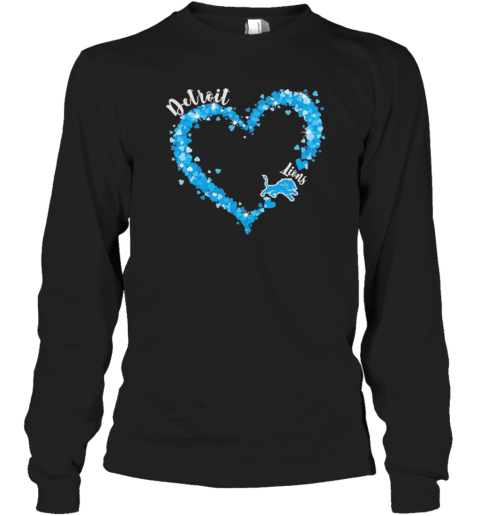 Detroit Lions Fan Big Heart With The Team Logo Long Sleeve T Shirt