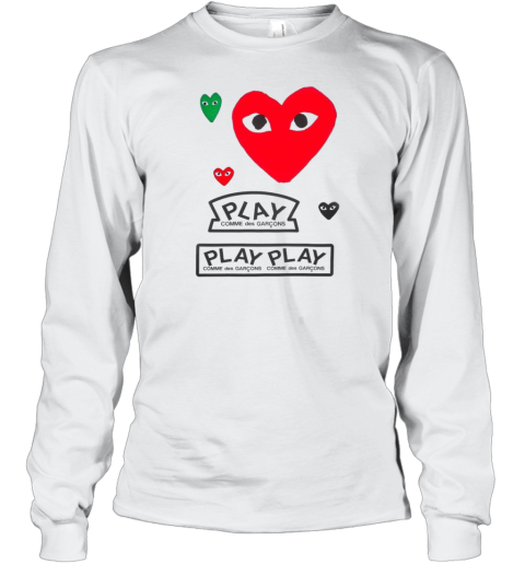 Cdg Play Logo With Red Heart Long Sleeve T Shirt