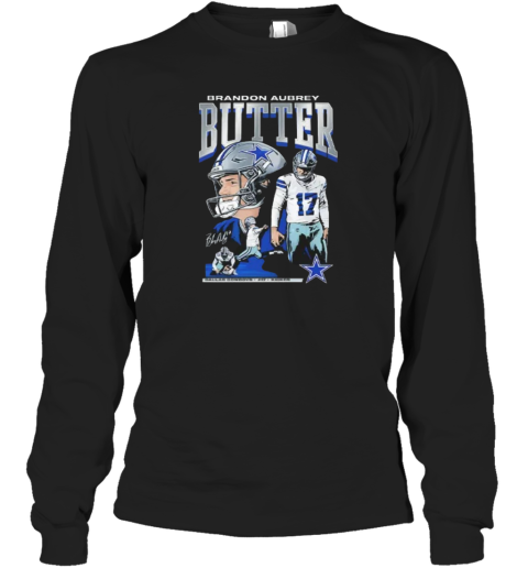 Brandon Aubrey 17 Kicker Butter Dallas Cowboys Long Sleeve T Shirt