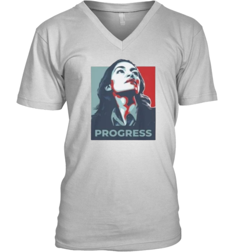 Alexandria Ocasio Cortez Aoc Progress V Neck T Shirt