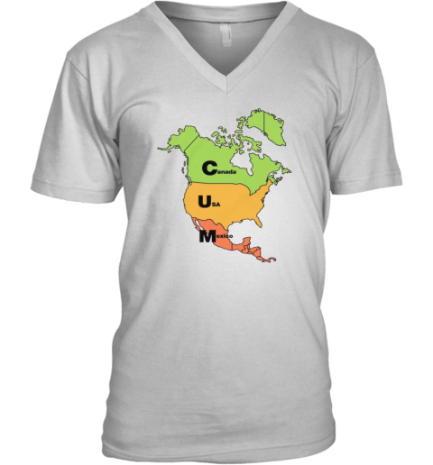 Cum Map Usa Mexico And Canada V Neck T Shirt