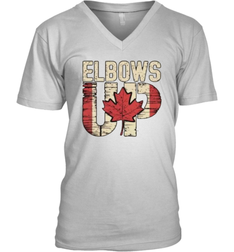 Canadian Hockey Culture Proud Canadian Elbows Up V Neck T Shirt