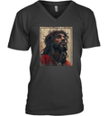 Black Jesus Face Of Jesus Cross With Crown Of Thorns V Neck T Shirt