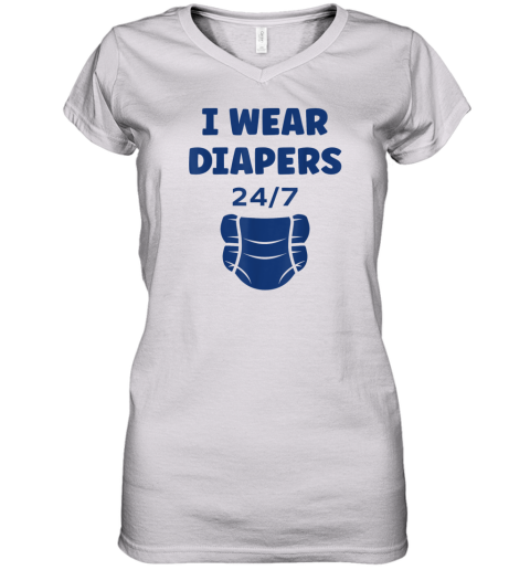 Diaper Minimalist Baby Parent I Wear Diapers 247 Women039S V Neck T Shirt