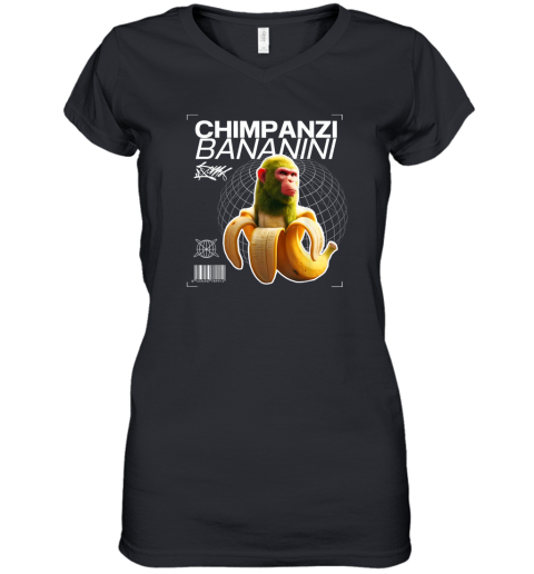 Chimpanzi Bananini Monkey Banana Women039S V Neck T Shirt