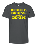 Beauty Brains And A Dd 214 Premium Youth T Shirt