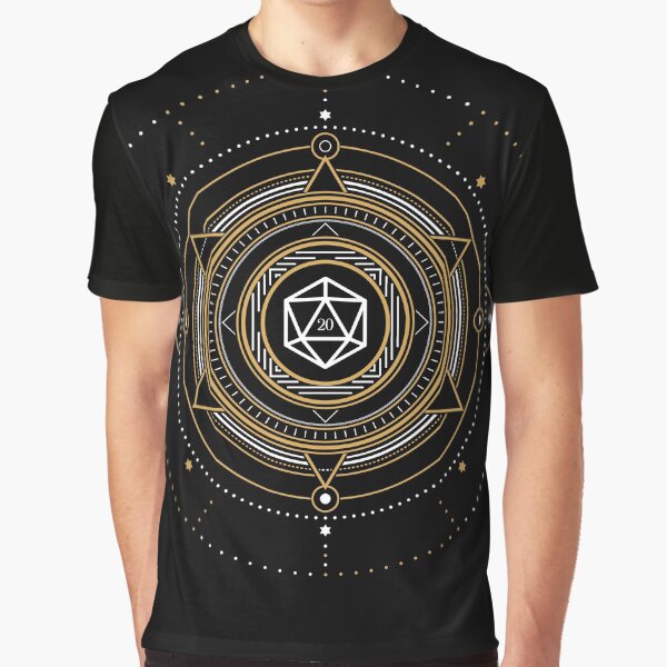 Polyhedral D20 Dice Boho Geometric Symbols Tabletop RPG Graphic T-Shirt for Sale by pixeptional