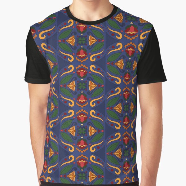Boho Floral Circle - Navy Graphic T-Shirt for Sale by FoxfireAndCo