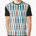 Boho Decor, Moroccan Pattern, Red, Blue, Terracotta Graphic T-Shirt for Sale by meggydesigns