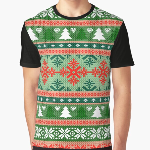 Winter Holiday Christmas Nordic Folk Pattern Sweater Graphic T-Shirt for Sale by AlteredAtelier