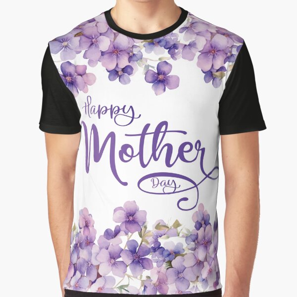 Happy Mother’s Day Violet Floral Design – Elegant Purple Flower Pattern Gift Graphic T-Shirt for Sale by PnrArtDesign