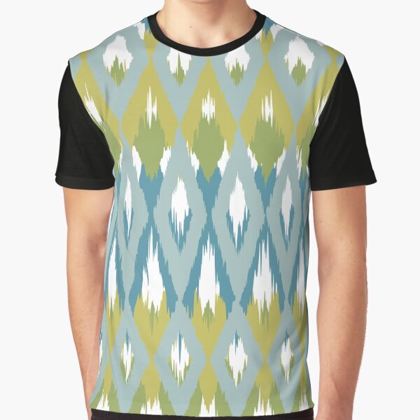 Boho, Ikat Pattern, Teal, Mustard, Green Graphic T-Shirt for Sale by meggydesigns