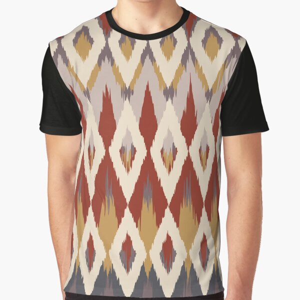 Boho Ikat Pattern, Red, Gray, Mustard Yellow Graphic T-Shirt for Sale by meggydesigns