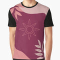 Boho Sun with Pink Leaves | Pink and Maroon Background Wall Art | Modern Boho Aesthetic Decor | Floral Sun Illustration Poster | Contemporary Boho Home Art Print Graphic T-Shirt for Sale by ArtByRukayya