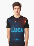 LUCA Projected in 4D Space by a Sentient Satellite Graphic T Shirt T Shirt AI Inspired Art Gift Ready