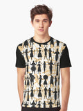 dark human silhouettes on light background Different pattern size Email me Graphic T Shirt T Shirt AI Inspired Art