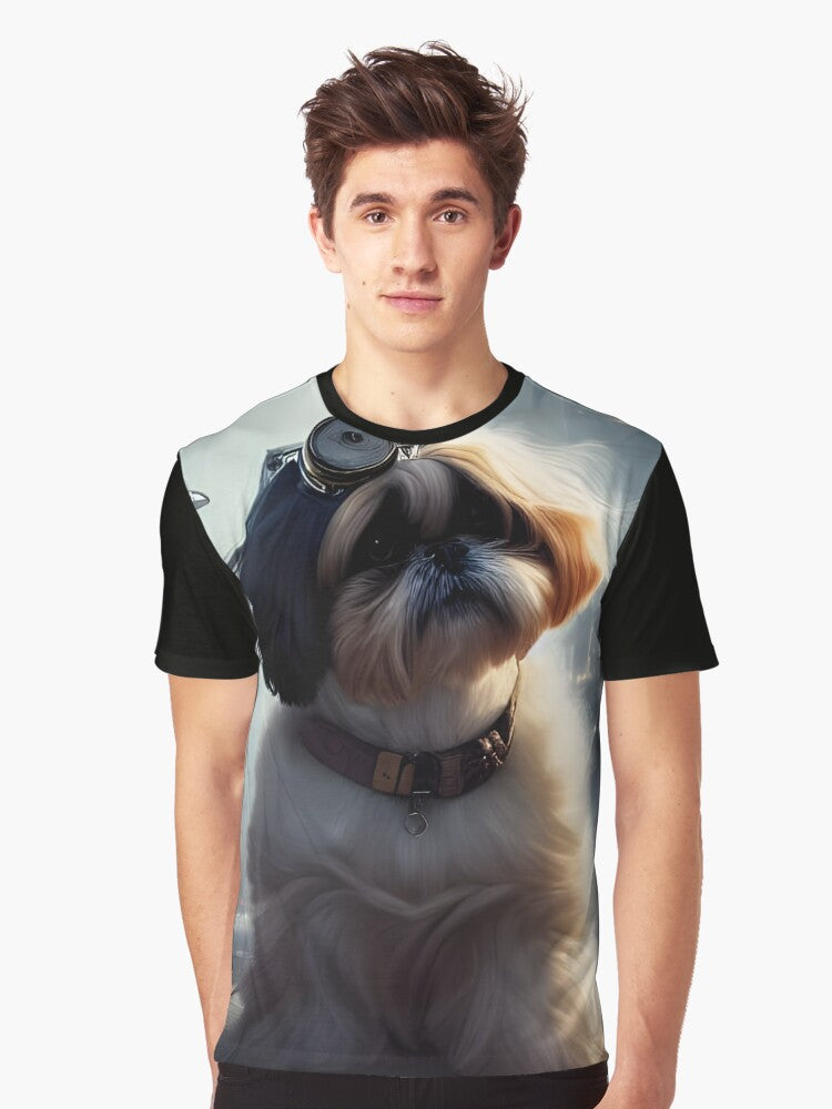 Shih Tzu in the City Graphic T Shirt T Shirt AI Inspired Art Daily Wear
