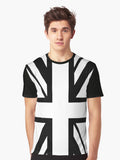 White on black Union Jack Graphic T Shirt T Shirt Viral US Style Daily Comfort