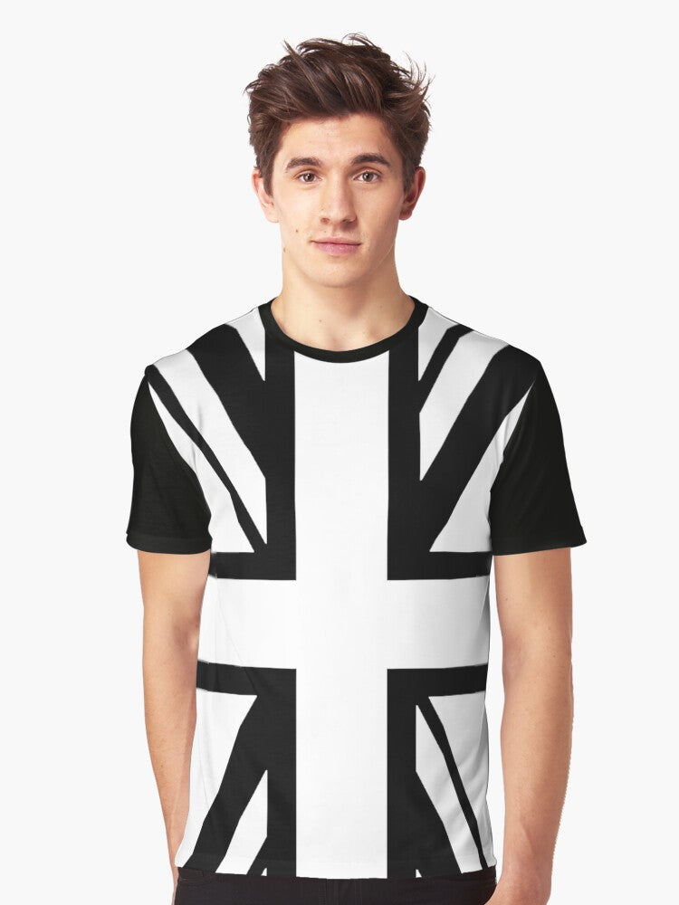 White on black Union Jack Graphic T Shirt T Shirt Viral US Style Daily Comfort