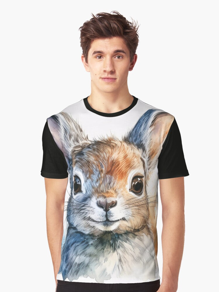 A close up portrait of a curious pika painted in a watercolor style Graphic T Shirt T Shirt AI Inspired Art Daily Wear