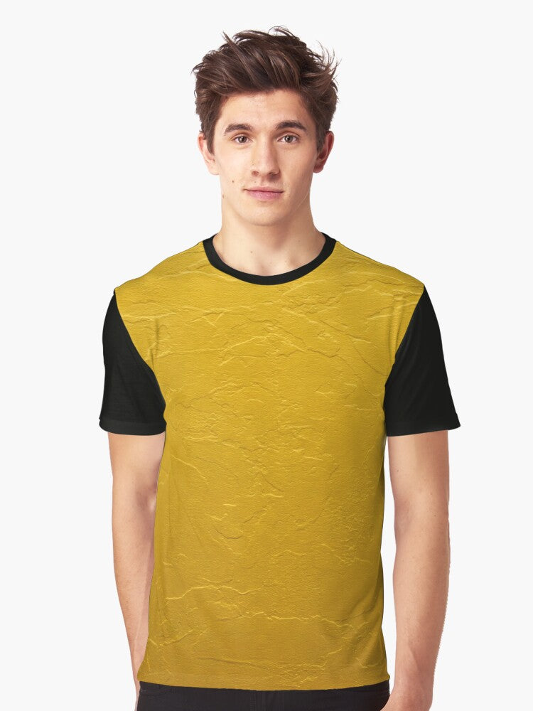 Vibrant yellow textured wall with subtle organic patterns Bright and slightly uneven surface Graphic T Shirt T Shirt