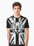 UK Black and White flag with savage british bulldog Graphic T Shirt T Shirt Premium Quality Daily Comfort
