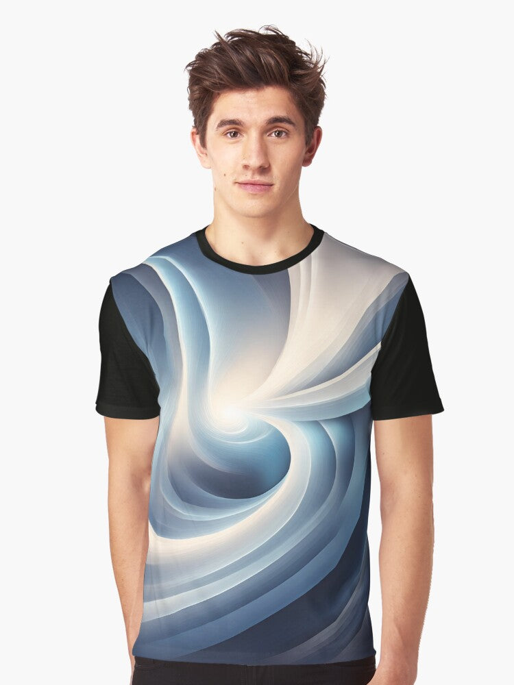 Blue And White Swirl Abstract Art Graphic T Shirt T Shirt Viral TikTok Daily Wear