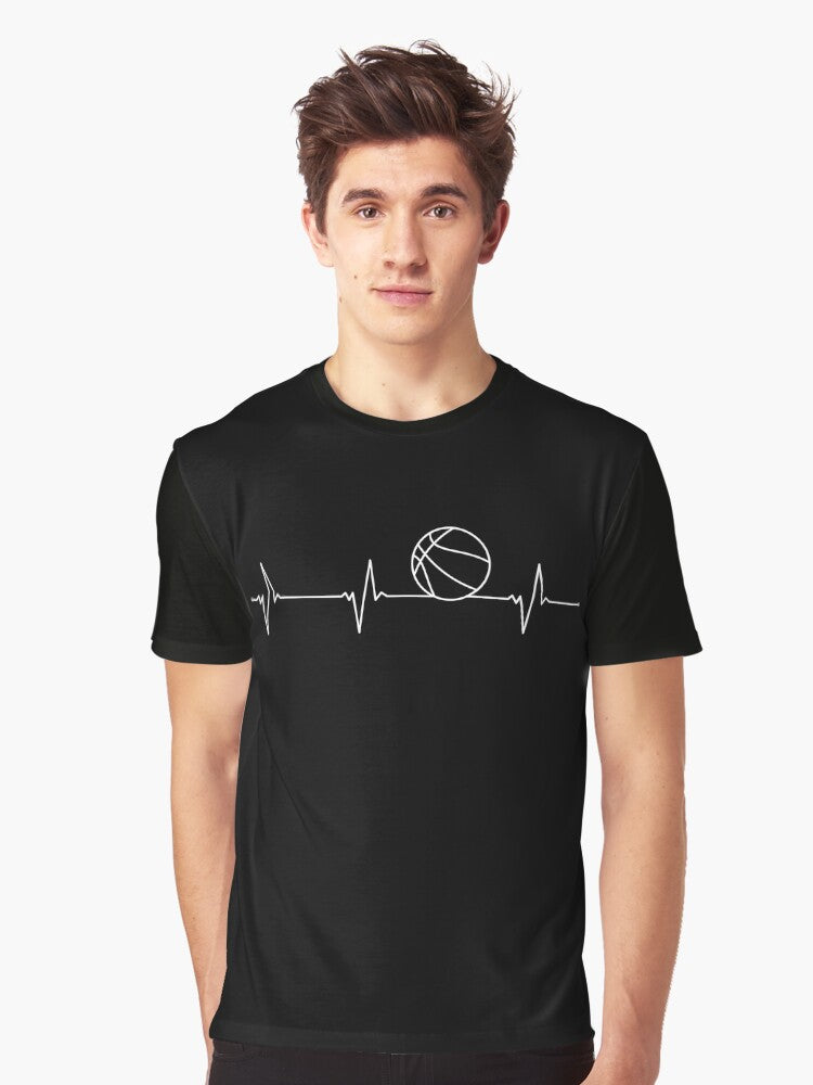 Basketball Heartbeat ECG Pulse Line for Players Graphic T Shirt T Shirt Trending US Gift Ready