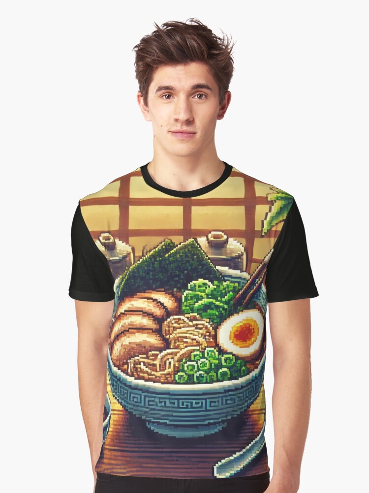 Cozy Pixel Art Ramen Bowl Graphic T-Shirt
