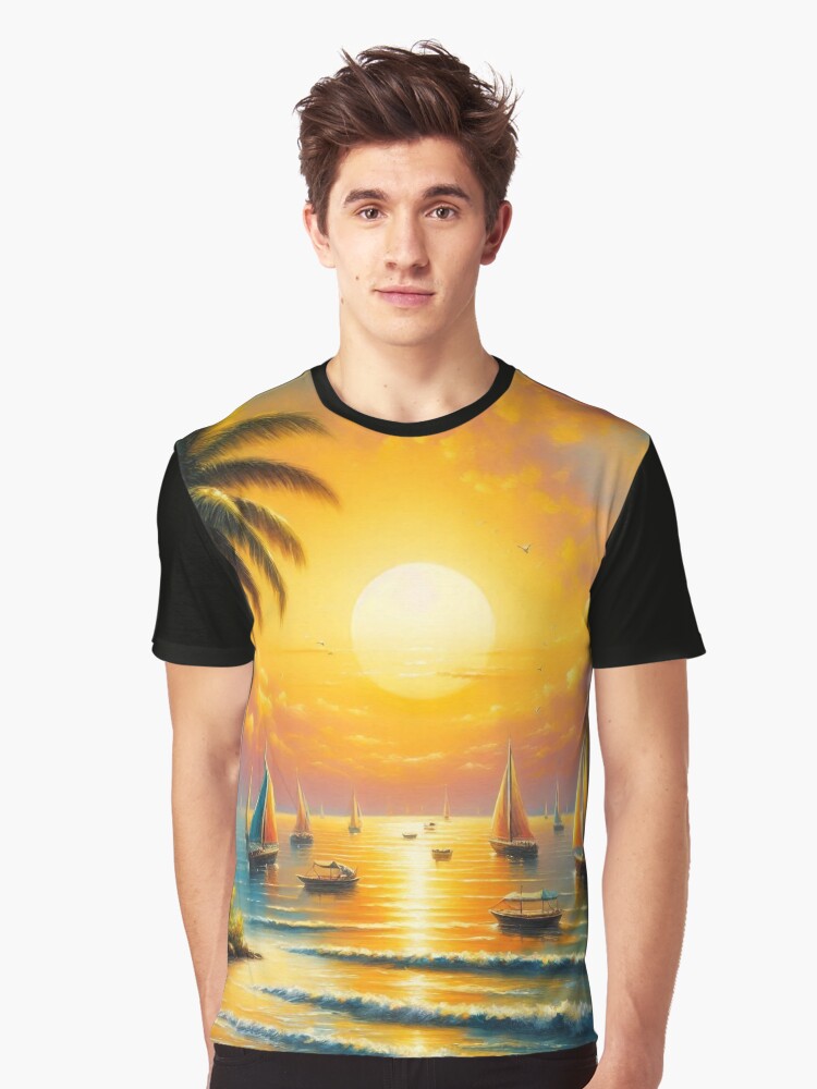 SAILING ON THE SUNSET OCEANS Graphic T Shirt T Shirt Viral TikTok Daily Wear