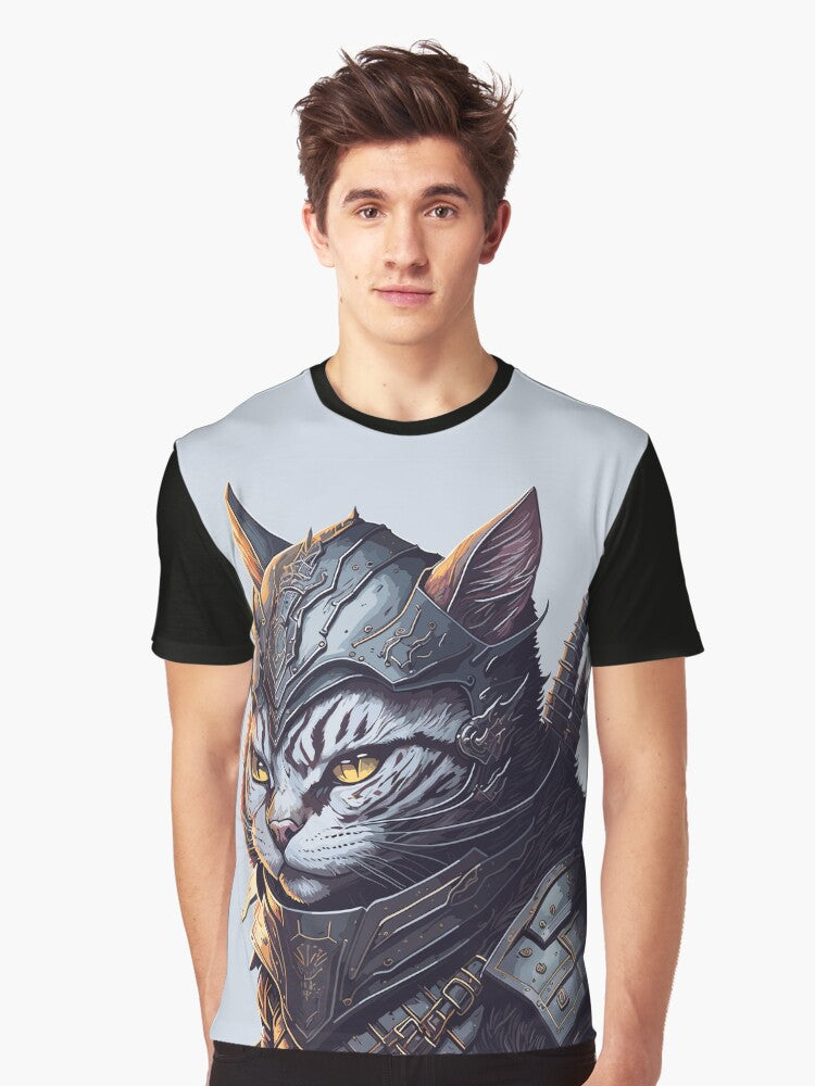 Knight Cat Chronicles Unveiling the Brave Feline Warriors Graphic T Shirt T Shirt AI Inspired Art Modern Aesthetic