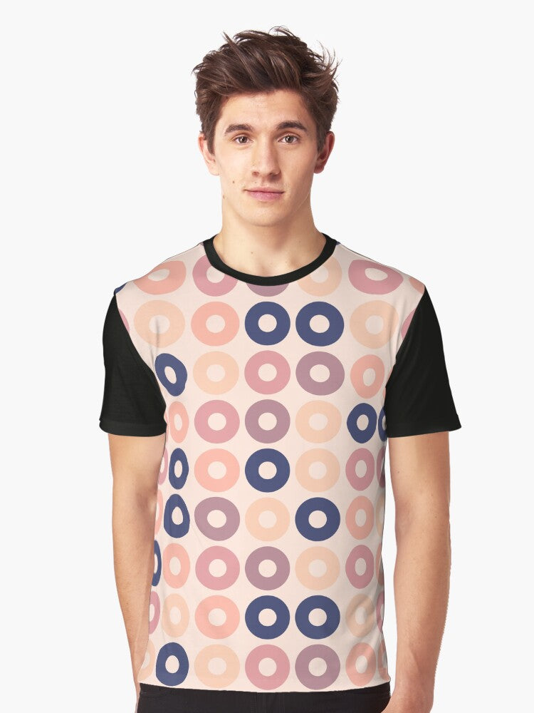Pink and Navy circles Graphic T-Shirt