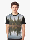 A Line of Trees and Their Reflections In The Water Graphic T Shirt T Shirt Viral TikTok Tech Vibe