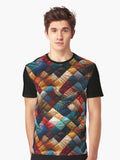 Folk Artistry Symphony: Vibrant Patchwork Quilt Tessellation Graphic T-Shirt