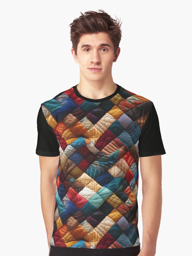Folk Artistry Symphony: Vibrant Patchwork Quilt Tessellation Graphic T-Shirt