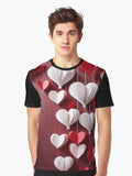 A cluster of hanging paper hearts in various shades of red pink and white Graphic T Shirt T Shirt Viral TikTok