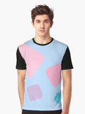 Rectangle Blue Shape Design Graphic T-Shirt