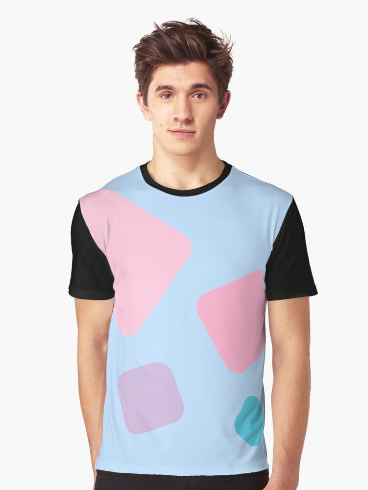 Rectangle Blue Shape Design Graphic T-Shirt