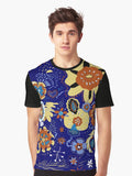 Floral comfort in silk blue Graphic T-Shirt