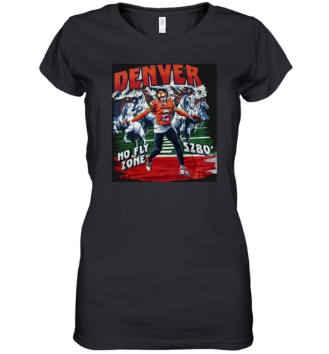 Denver Broncos No Fly Zone Sz80 Dark Horse Women039S V Neck T Shirt