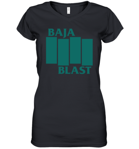 Baja Blast Black Flag Women039S V Neck T Shirt