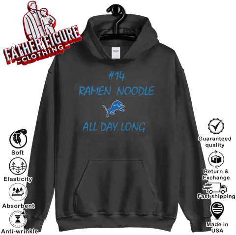 14 Ramen Noodle All Day Long Detroit Lions Hoodie