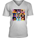 Black Girls Cartoon Grl Pwr V Neck T Shirt