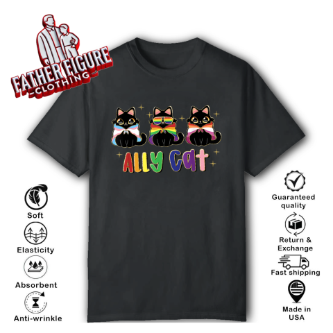 Ally Cat Rainbow Lgbt Pride Flag Gay Pride Month 2025 T Shirt