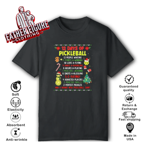 Christmas 12 Days Of Pickleball T Shirt