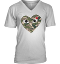 Cdg Play Camo Big Heart V Neck T Shirt