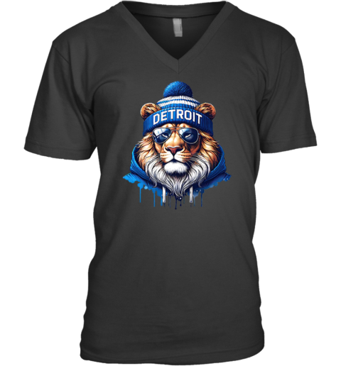 Cool Lions Detroit Football V Neck T Shirt